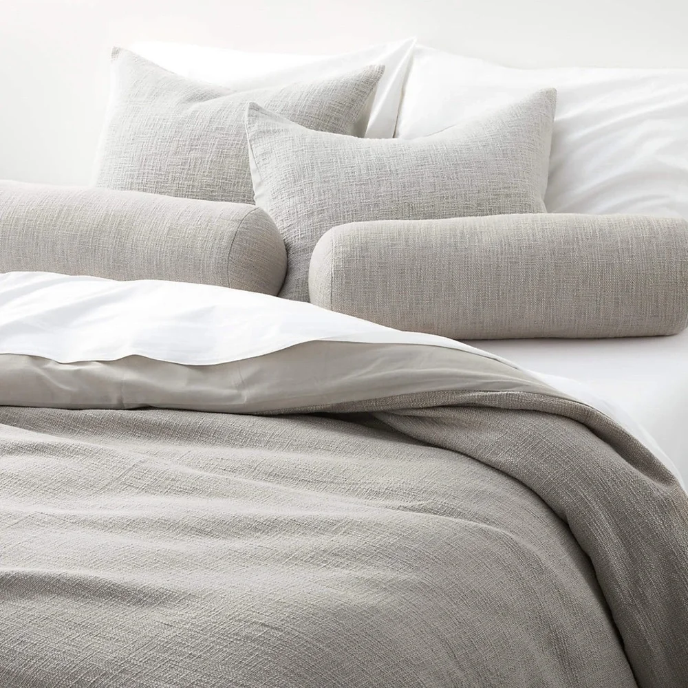 Crate & Barrel Lindstrom Cotton Grey Standard Sham Standart 20”x 26” Set of 2‎